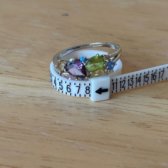 NWOT SIZE 8 "Gorgeous Soul" Multi-colored Stones Sterling Silver Ring Jeulia - Picture 8 of 8